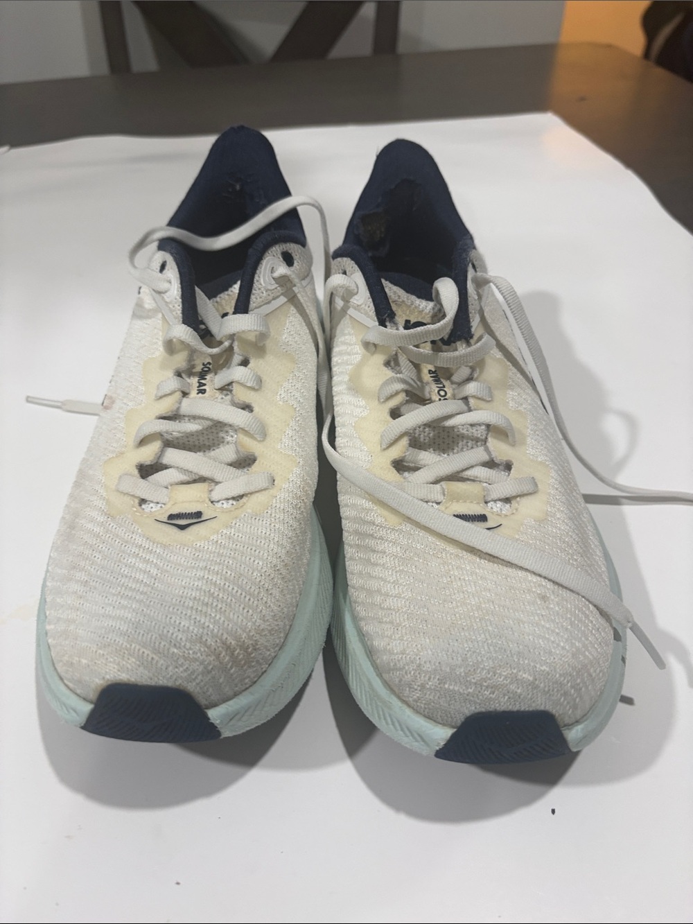 Hoka Women's Sneakers - White with Navy and Light Mint Accents
